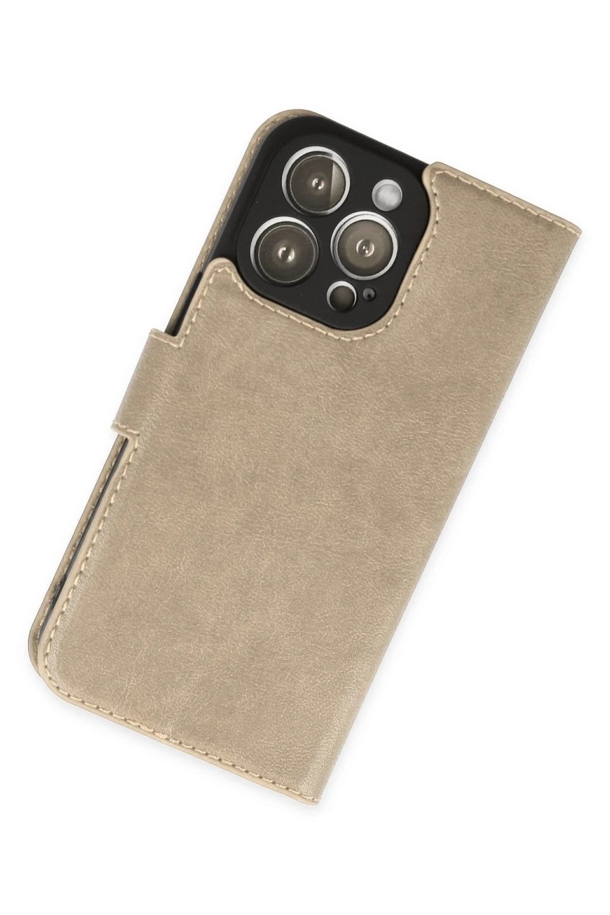 Mey İthalat® iPhone 14 Pro Kılıf Trend S Plus Kapaklı Kılıf - Gold