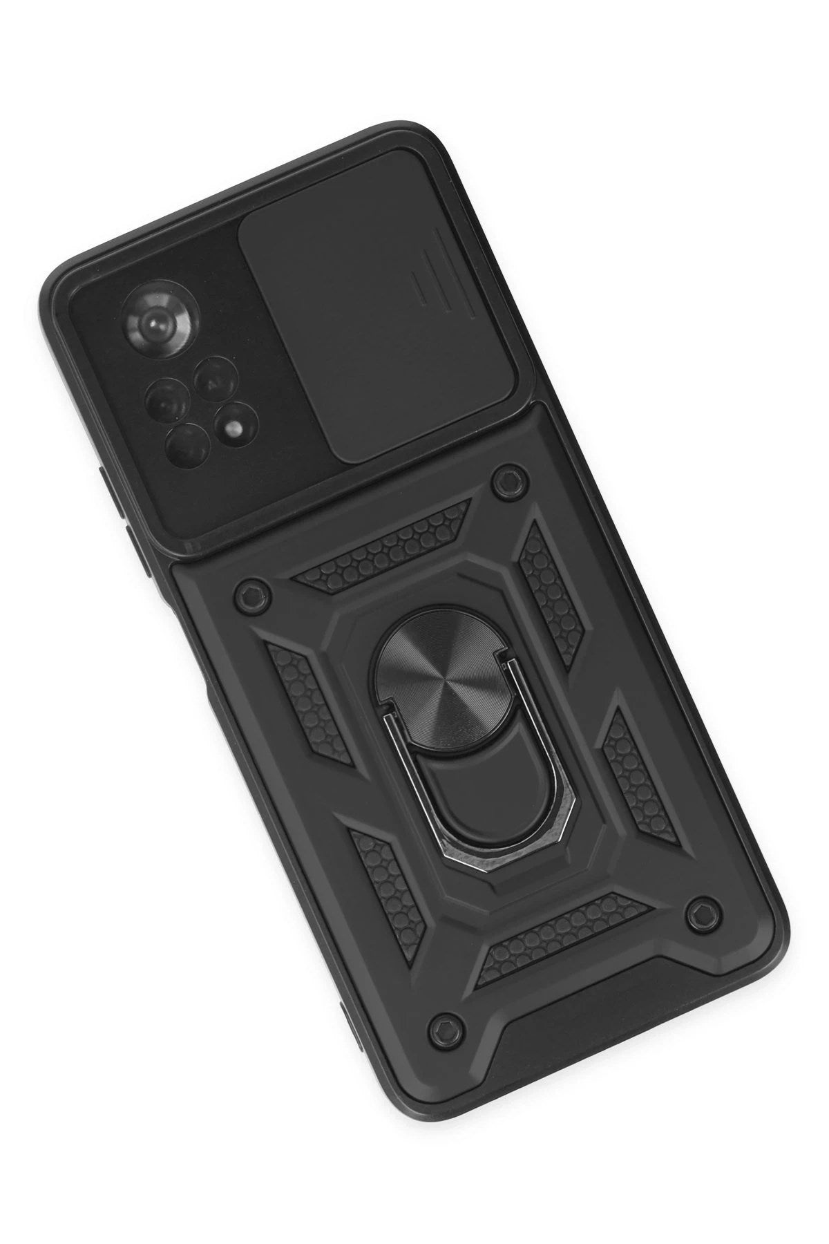 Mey İthalat® Poco X4 Pro 5G Kılıf Pars Lens Yüzüklü Silikon - Siyah