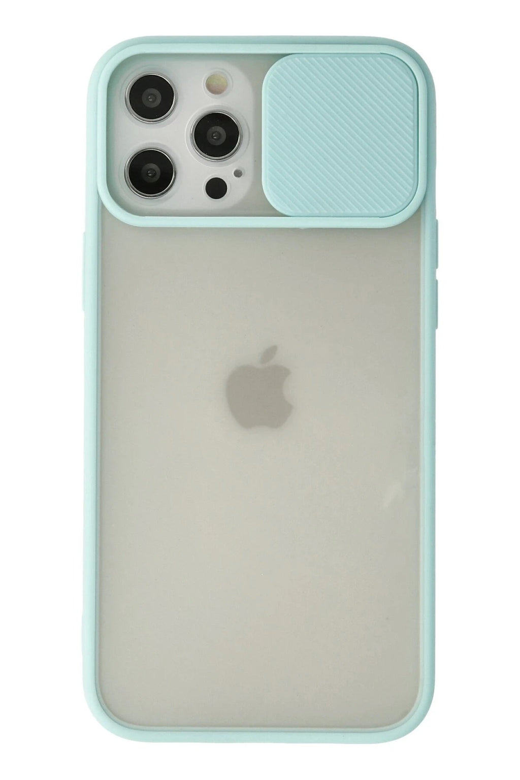 Mey İthalat® iPhone 12 Pro Max Kılıf Palm Buzlu Kamera Sürgülü Silikon - Turkuaz