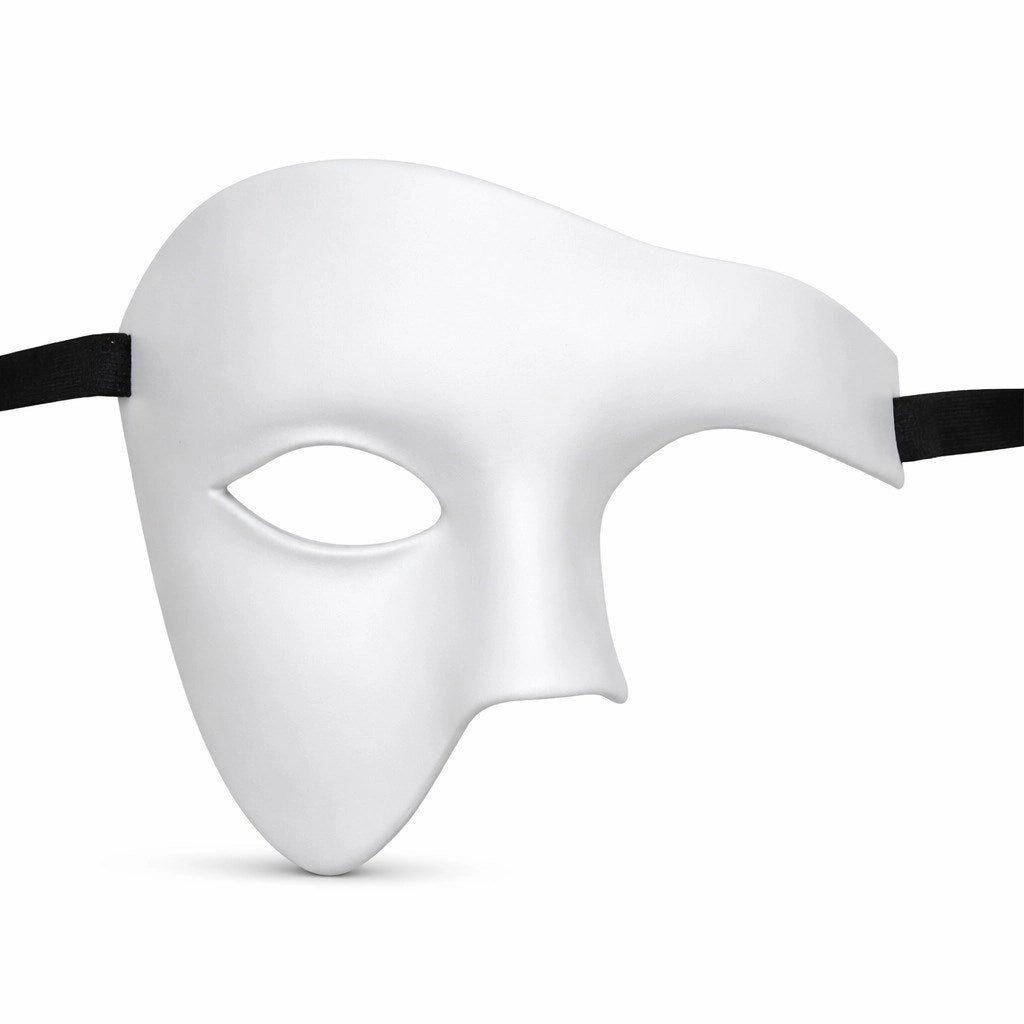 Mey İthalat® Beyaz Yarım Erkek Maske – Phantom Parti &amp; Balo Maskesi