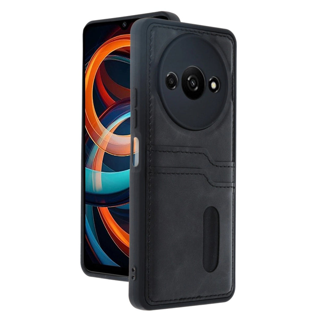 Mey İthalat® Redmi A3 4G Kılıf Sara Kartvizitli Deri Kılıf - Siyah