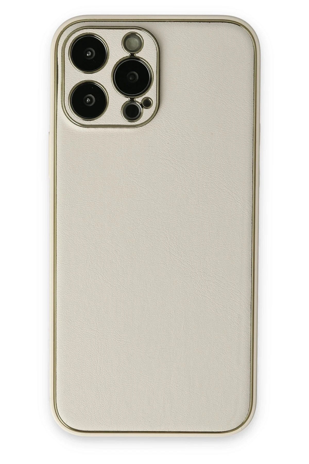 Mey İthalat® iPhone 13 Pro Kılıf Coco Deri Silikon Kapak - Beyaz
