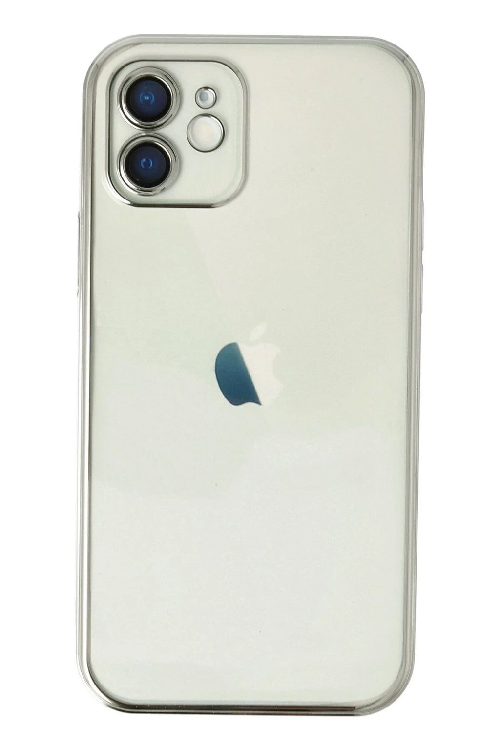 Mey İthalat® iPhone 12 Kılıf Lensli Silikon - Gümüş