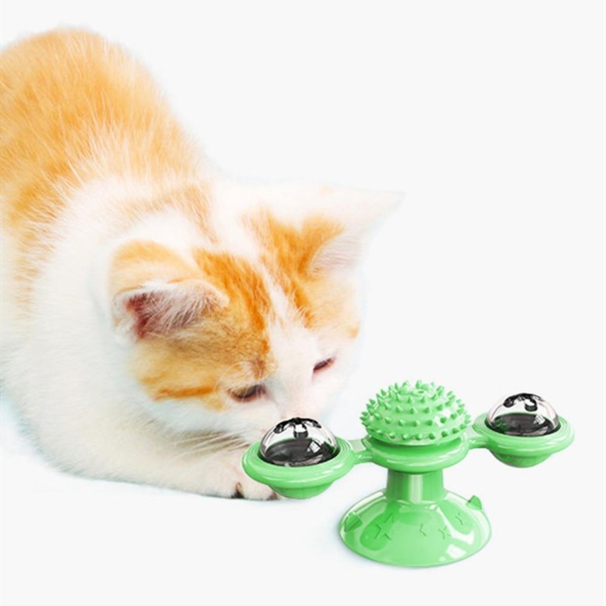Pet Malzemeleri Vantuzlu Fırıldak Toplu Dönen Şeffaf Depo Tasarım İnteraktif Kedi Oyuncağı