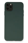 Mey İthalat® iPhone 11 Pro Max Kılıf Nano içi Kadife Silikon - Koyu Yeşil