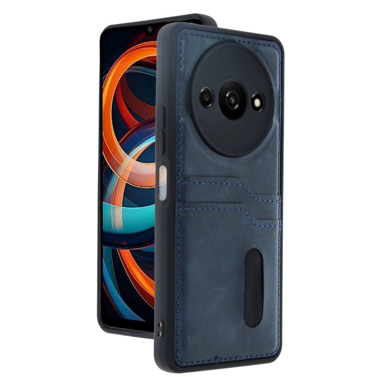Mey İthalat® Redmi A3 4G Kılıf Sara Kartvizitli Deri Kılıf - Lacivert