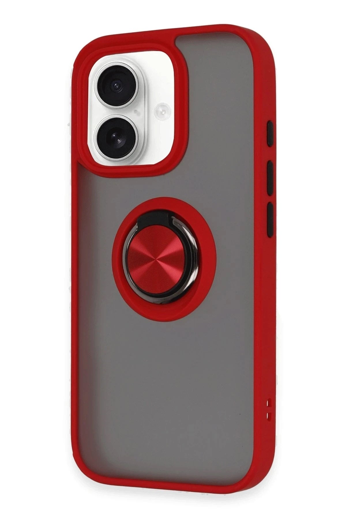 Mey İthalat® iPhone 16 Kılıf Montreal Yüzüklü Silikon Kapak - Kırmızı