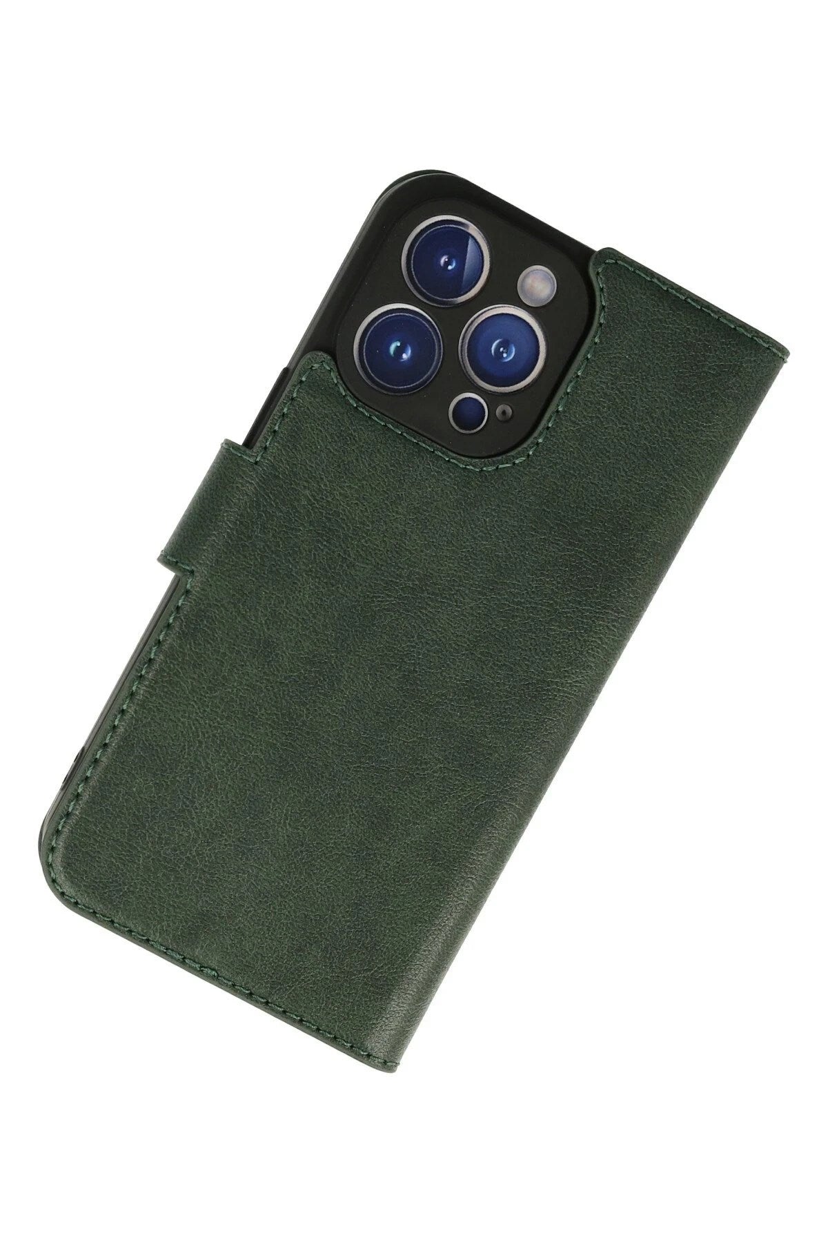 Mey İthalat® iPhone 13 Pro Max Kılıf Trend S Plus Kapaklı Kılıf - Yeşil