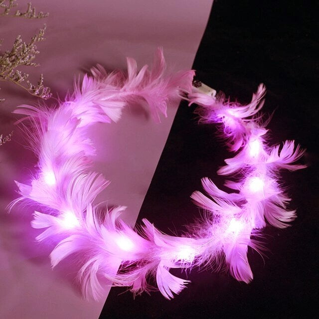 Mey İthalat® Led Işıklı Rengarenk Yanan 3 Fonksiyonlu Otrişli Parti Tacı Pembe Renk 12x12 cm