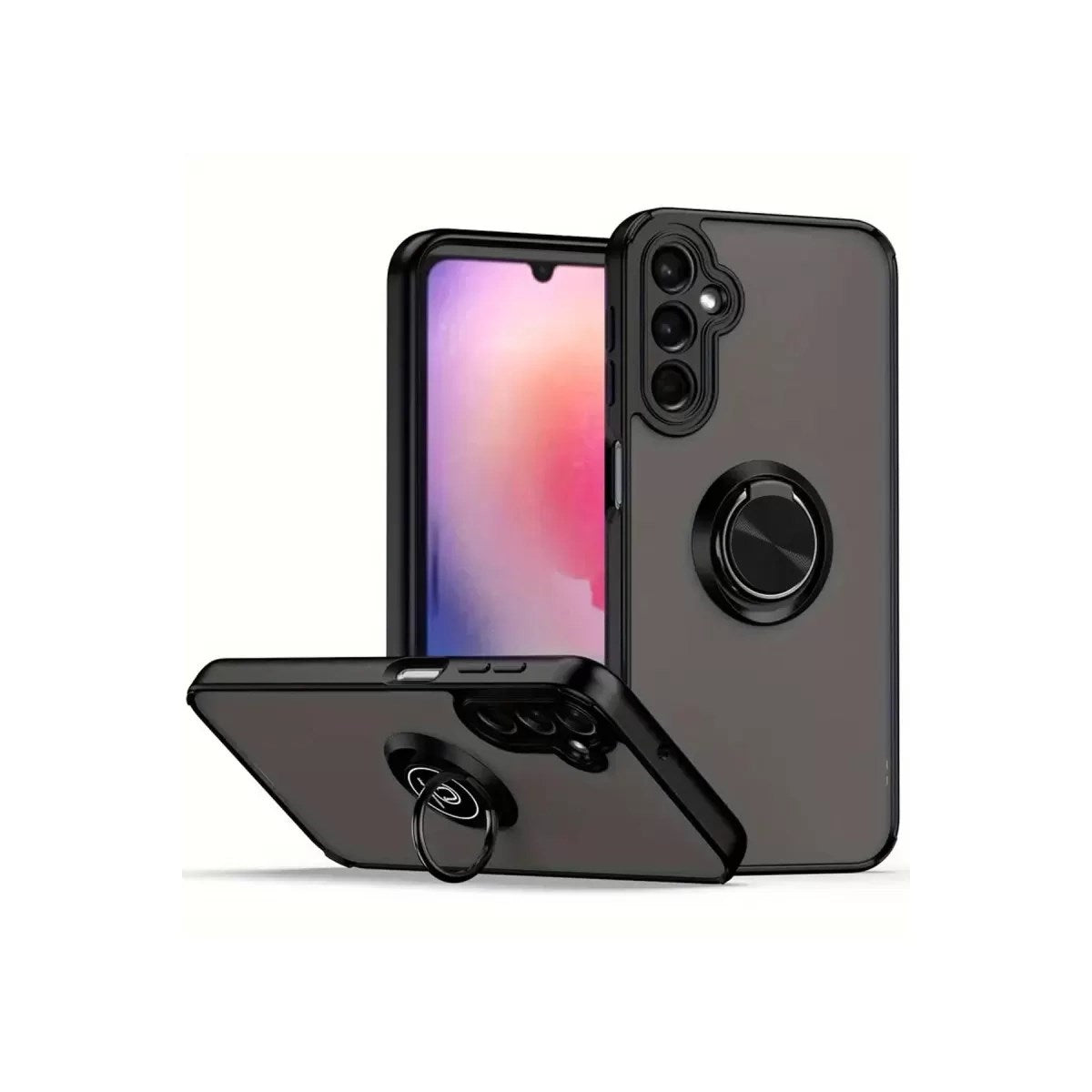 Mey İthalat® Samsung Galaxy A16 5G Kılıf Montreal Yüzüklü Silikon Kapak - Siyah