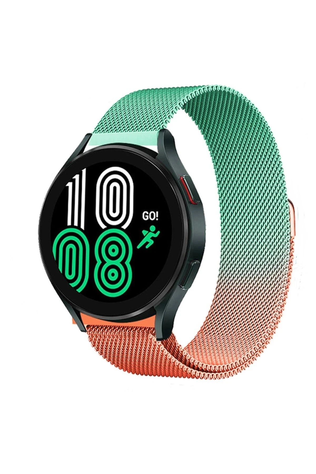 Mey İthalat® Watch 20mm Metal Mıknatıslı Kordon - Turuncu-Yeşil