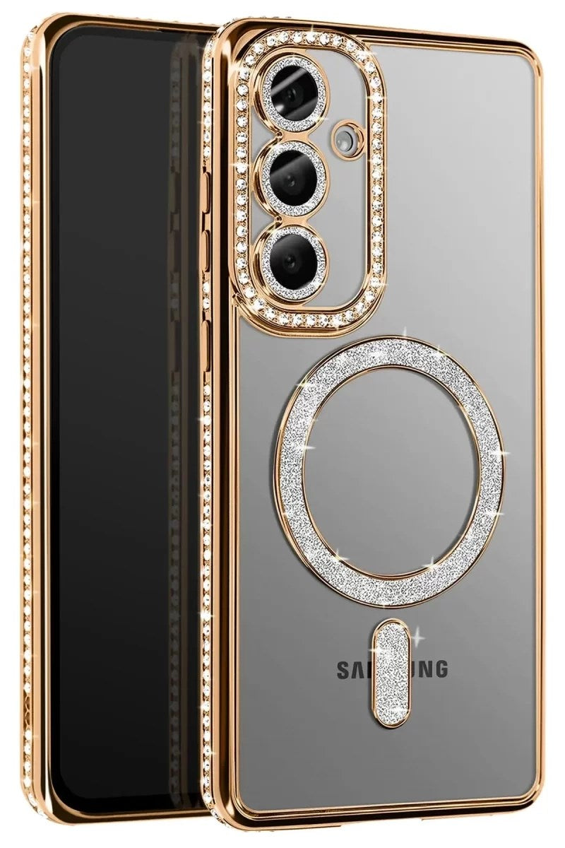Mey İthalat® Samsung Galaxy A57 5G Joke Simli Magneticsafe Kılıf - Gold