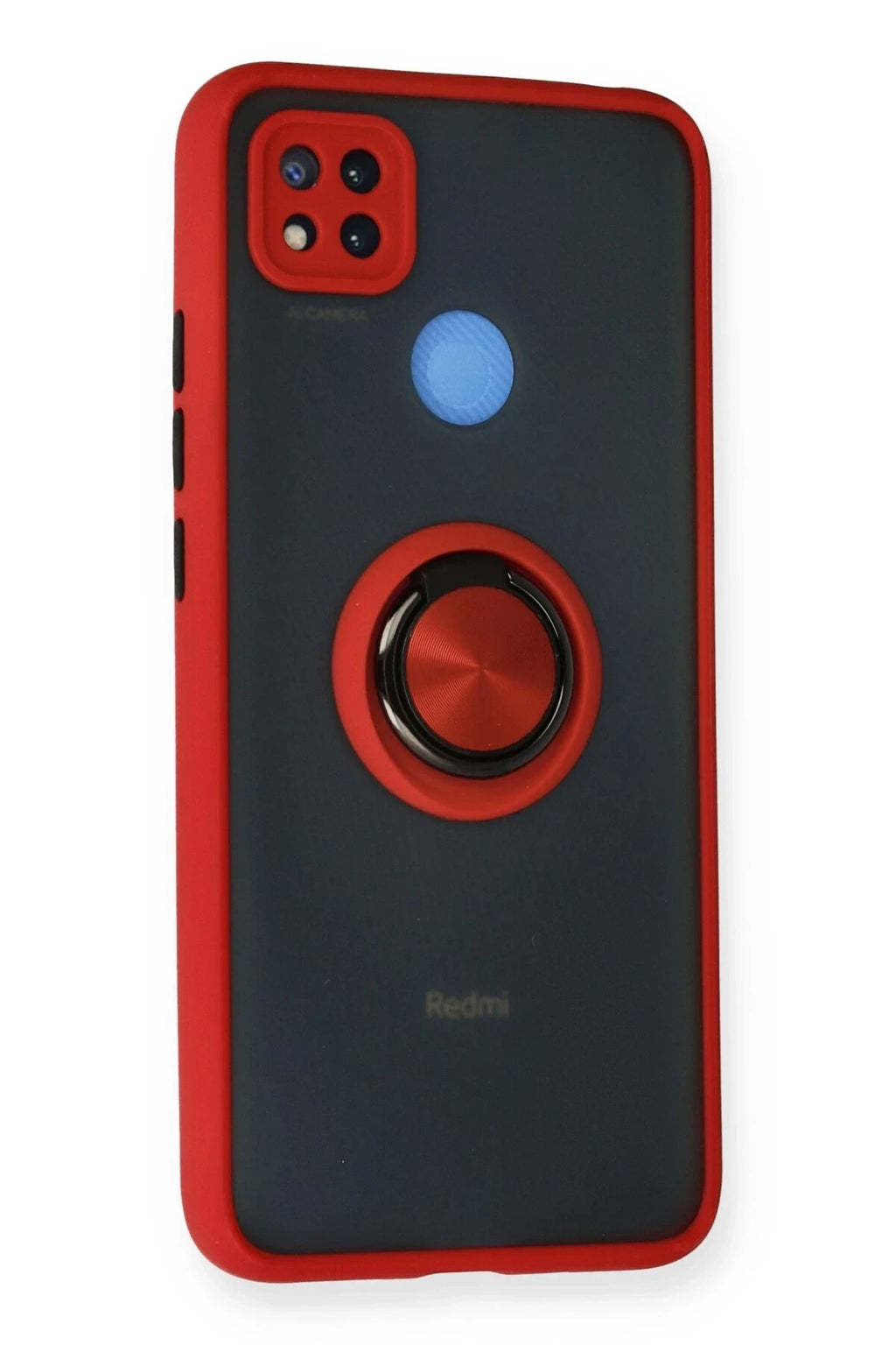 Mey İthalat® Redmi 9C Kılıf Montreal Yüzüklü Silikon Kapak - Kırmızı