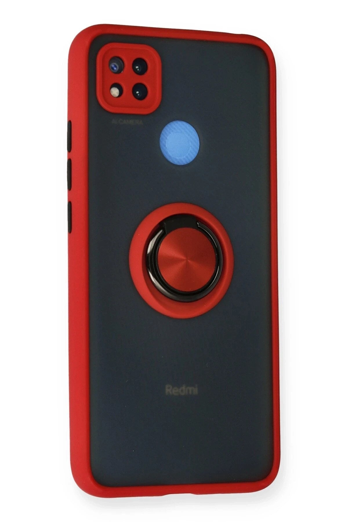 Mey İthalat® Redmi 9C Kılıf Montreal Yüzüklü Silikon Kapak - Kırmızı