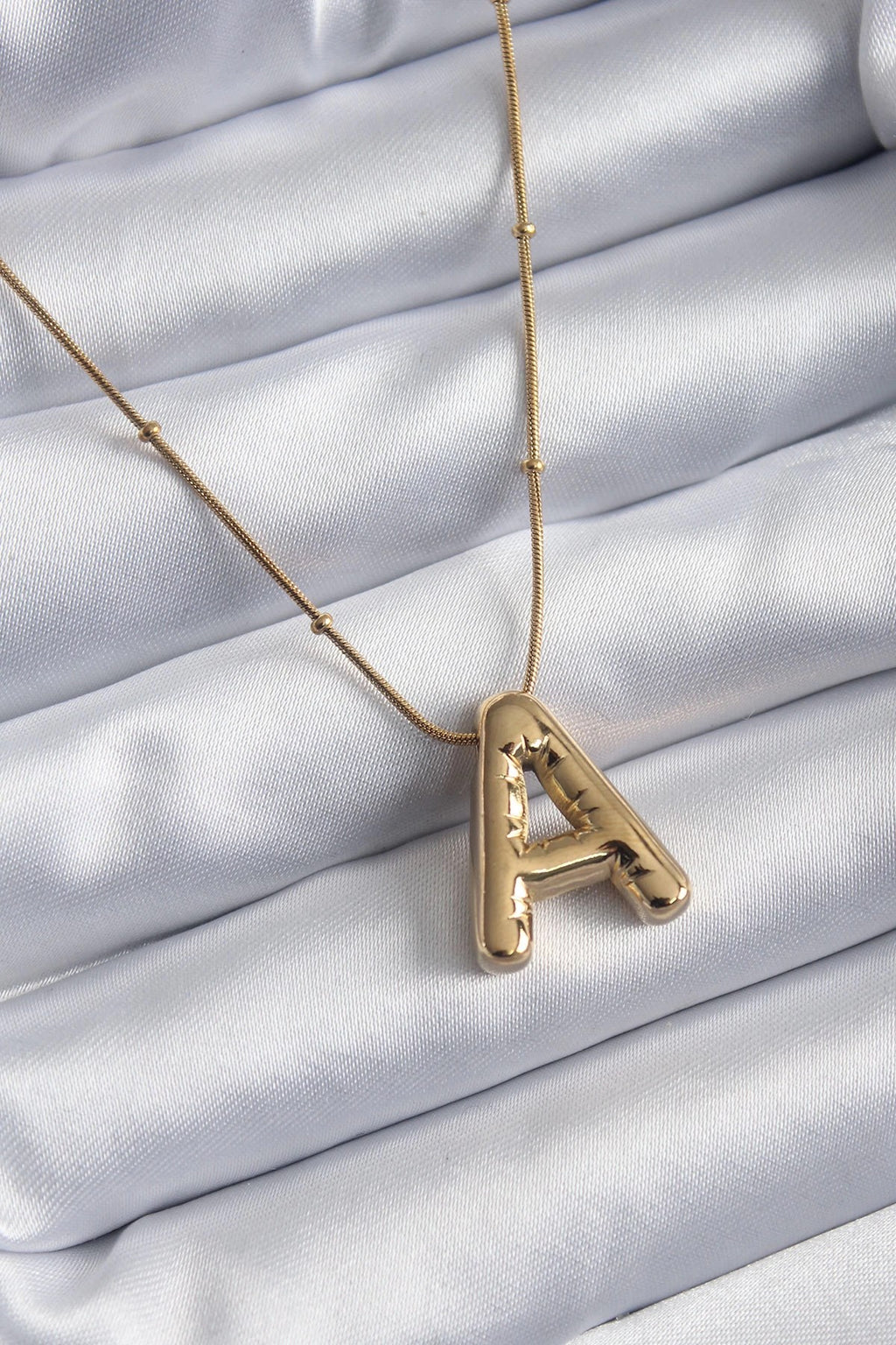 Mey İthalat® 316L Çelik Gold Renk Bubble "A" Harf Model Kadın Kolye