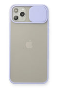 Mey İthalat® iPhone 11 Pro Max Kılıf Palm Buzlu Kamera Sürgülü Silikon - Lila
