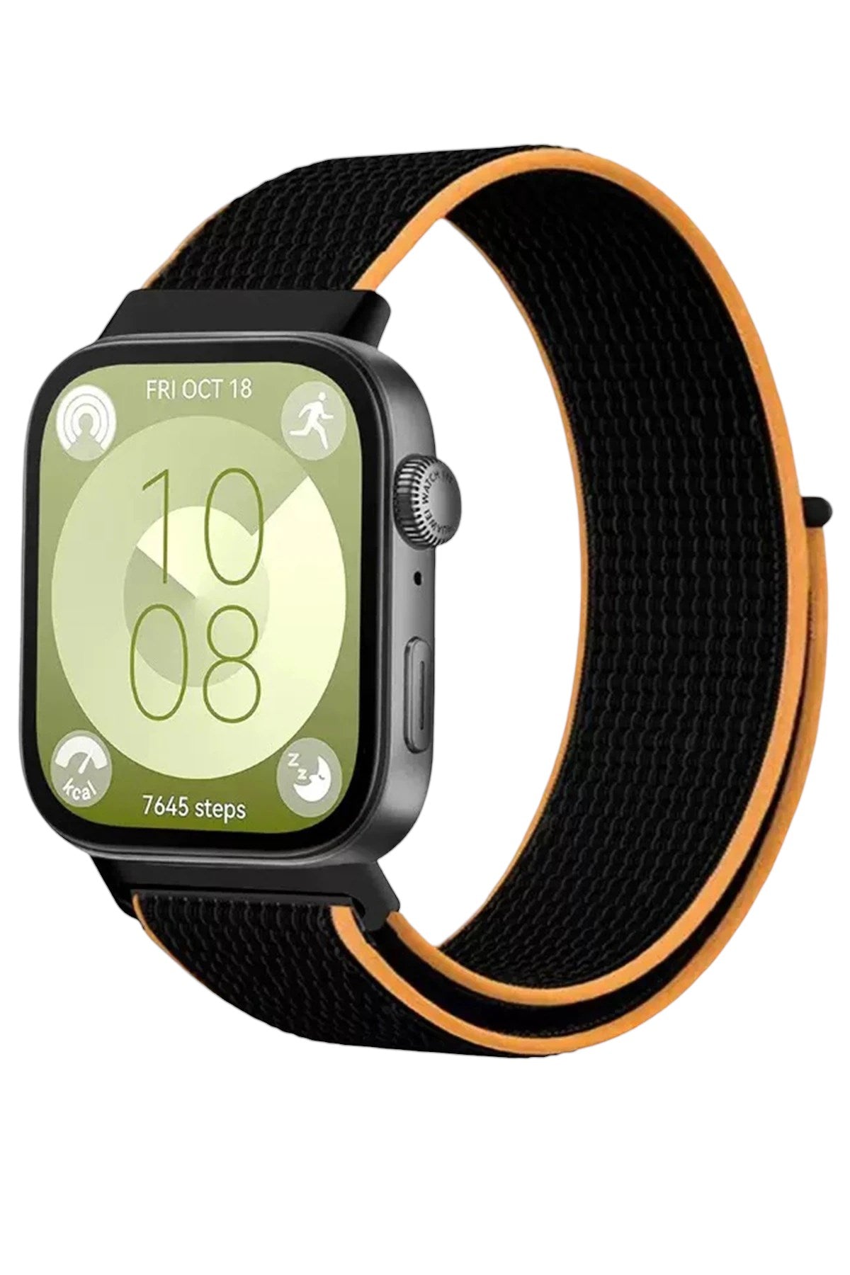 Mey İthalat® Huawei Fit 4 Hasırlı Cırtcırtlı Kordon - Siyah-Turuncu