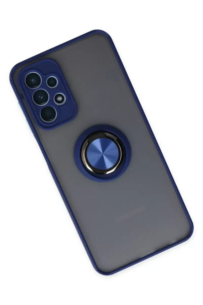 Mey İthalat® Samsung Galaxy A23 4G Kılıf Montreal Yüzüklü Silikon Kapak - Lacivert