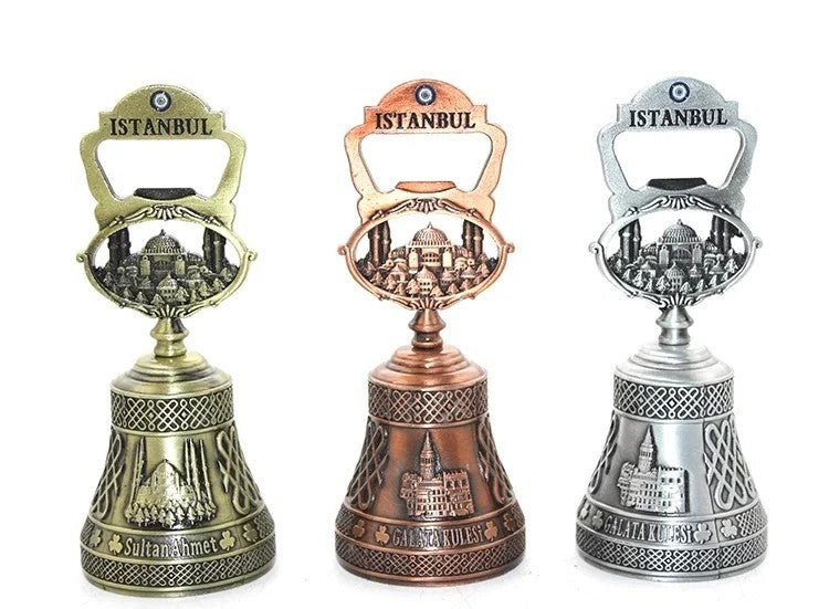 İstanbul Temalı Metal El Zili | 12 cm Nostaljik Dekoratif Masa ve Resepsiyon Zil