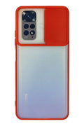 Mey İthalat® Redmi Note 11 Kılıf Palm Buzlu Kamera Sürgülü Silikon - Kırmızı