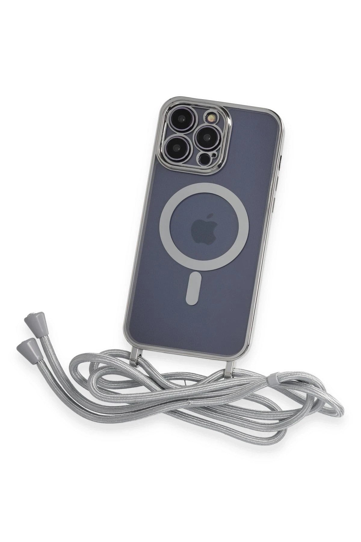 Mey İthalat® iPhone 13 Pro Max Kılıf Divo Lazer Askılı Magsafe Kapak - Gümüş