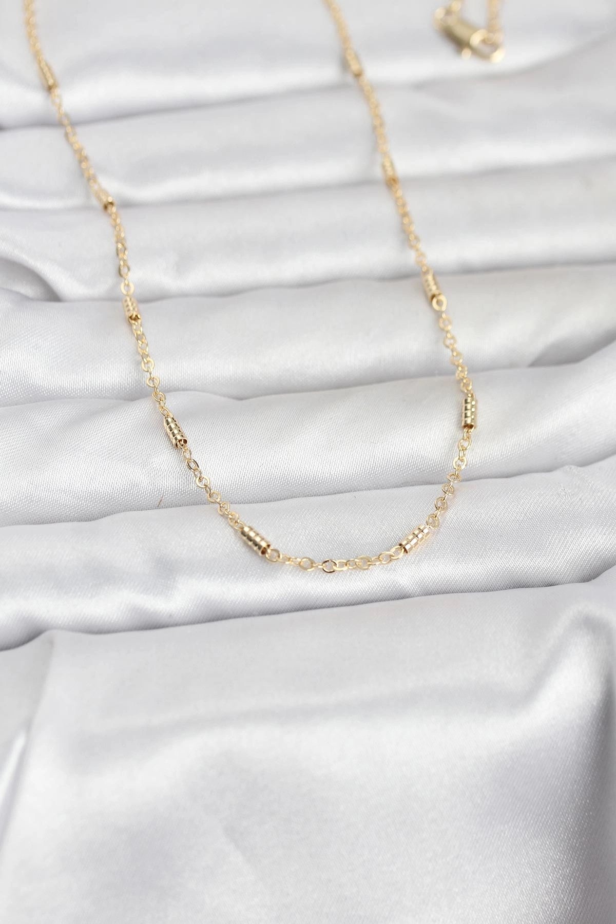 Mey İthalat® CM 14K Gold Renk Bar Zincir Model 60 cm Kadın Kolye