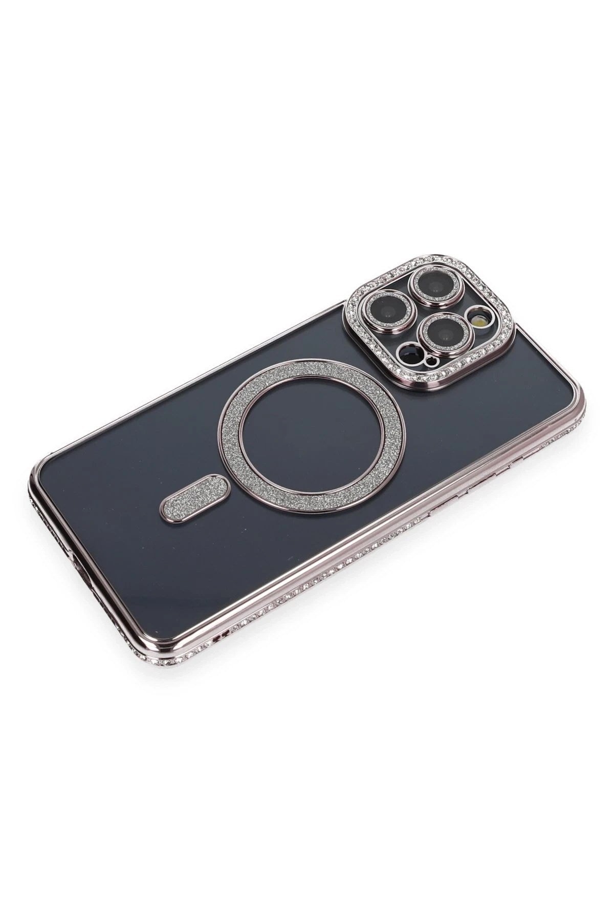 Mey İthalat® iPhone 14 Pro Kılıf Joke Simli Magneticsafe Kılıf - Gri