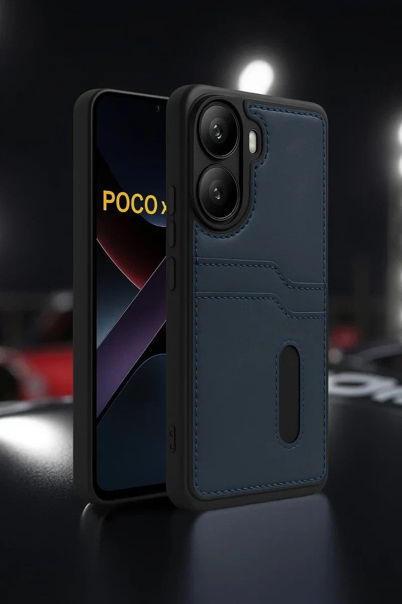 Mey İthalat® Poco X7 Pro Kılıf Sara Kartvizitli Deri Kılıf - Taba