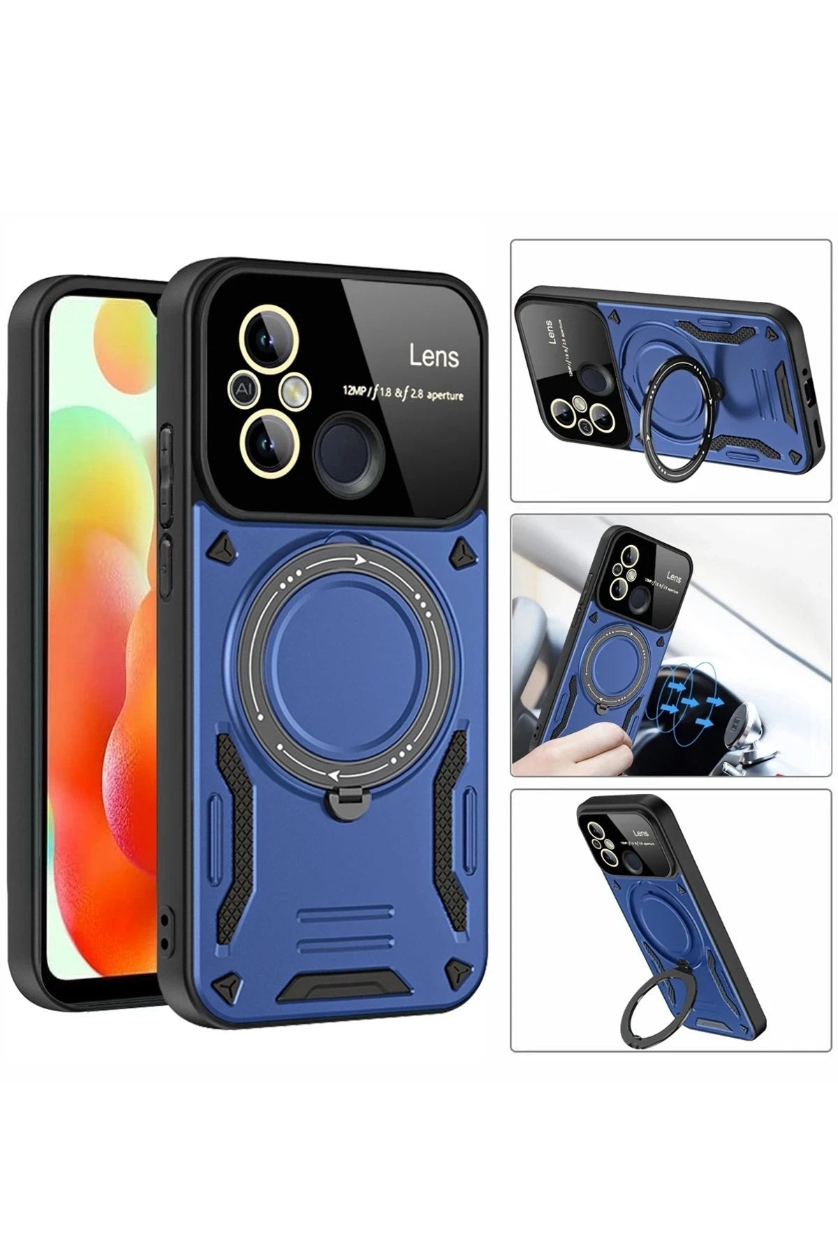 Mey İthalat® Redmi 12C Kılıf Joy Lens Standlı Kapak - Mor