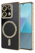 Mey İthalat® Redmi 13C Joke Simli Magneticsafe Kılıf - Gold