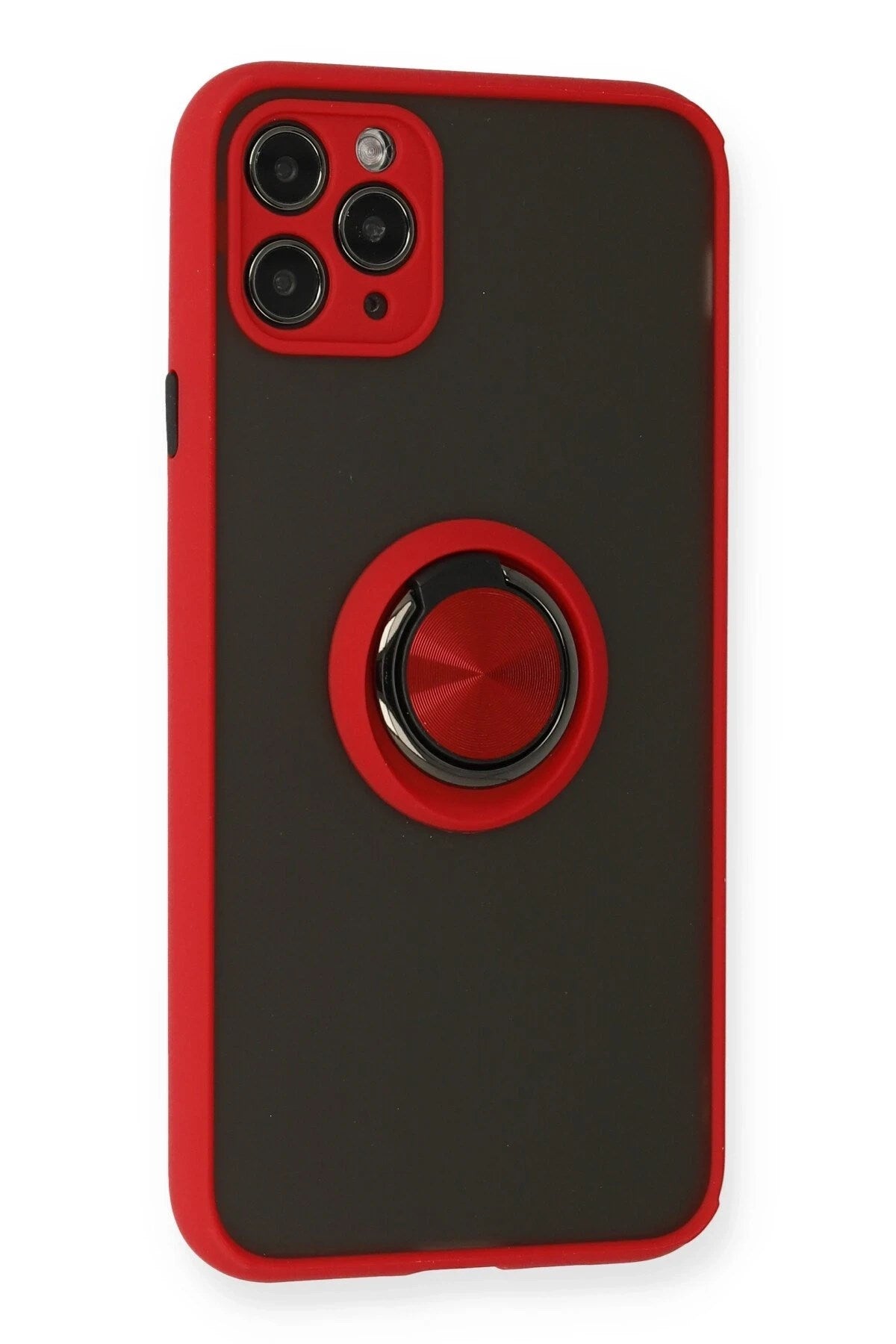Mey İthalat® iPhone 11 Pro Kılıf Montreal Yüzüklü Silikon Kapak - Kırmızı