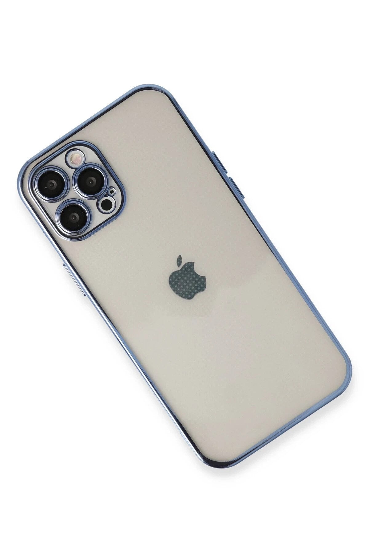 Mey İthalat® iPhone 12 Pro Max Kılıf Lensli Silikon - Açık Mavi