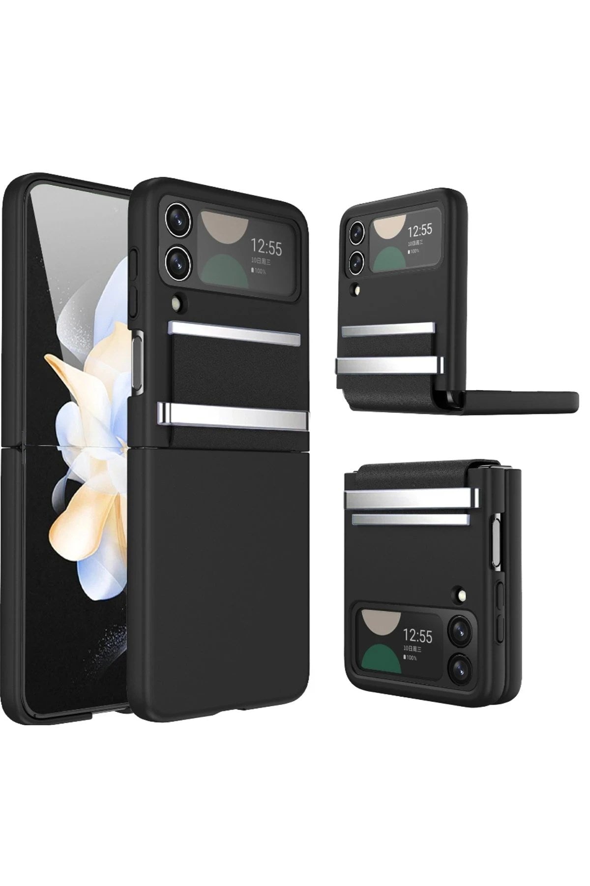 Mey İthalat® Samsung Galaxy Z Flip 3 Kılıf Belt Flip Kapak - Siyah