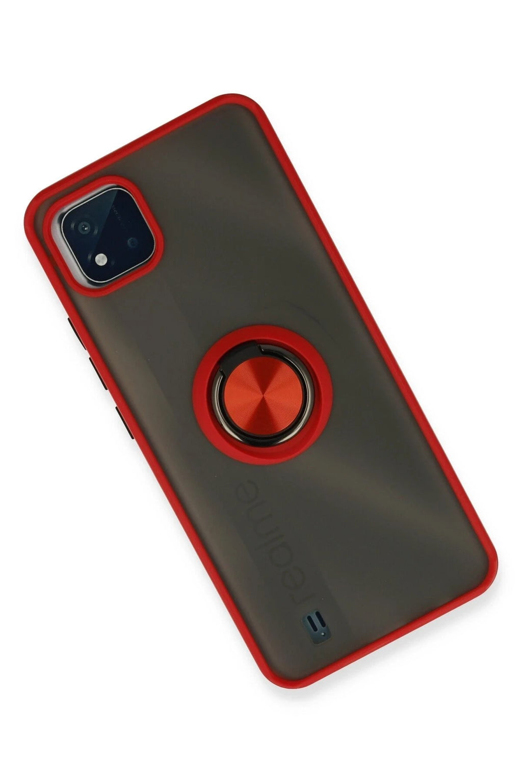 Mey İthalat® Realme C11 2021 Kılıf Montreal Yüzüklü Silikon Kapak - Kırmızı