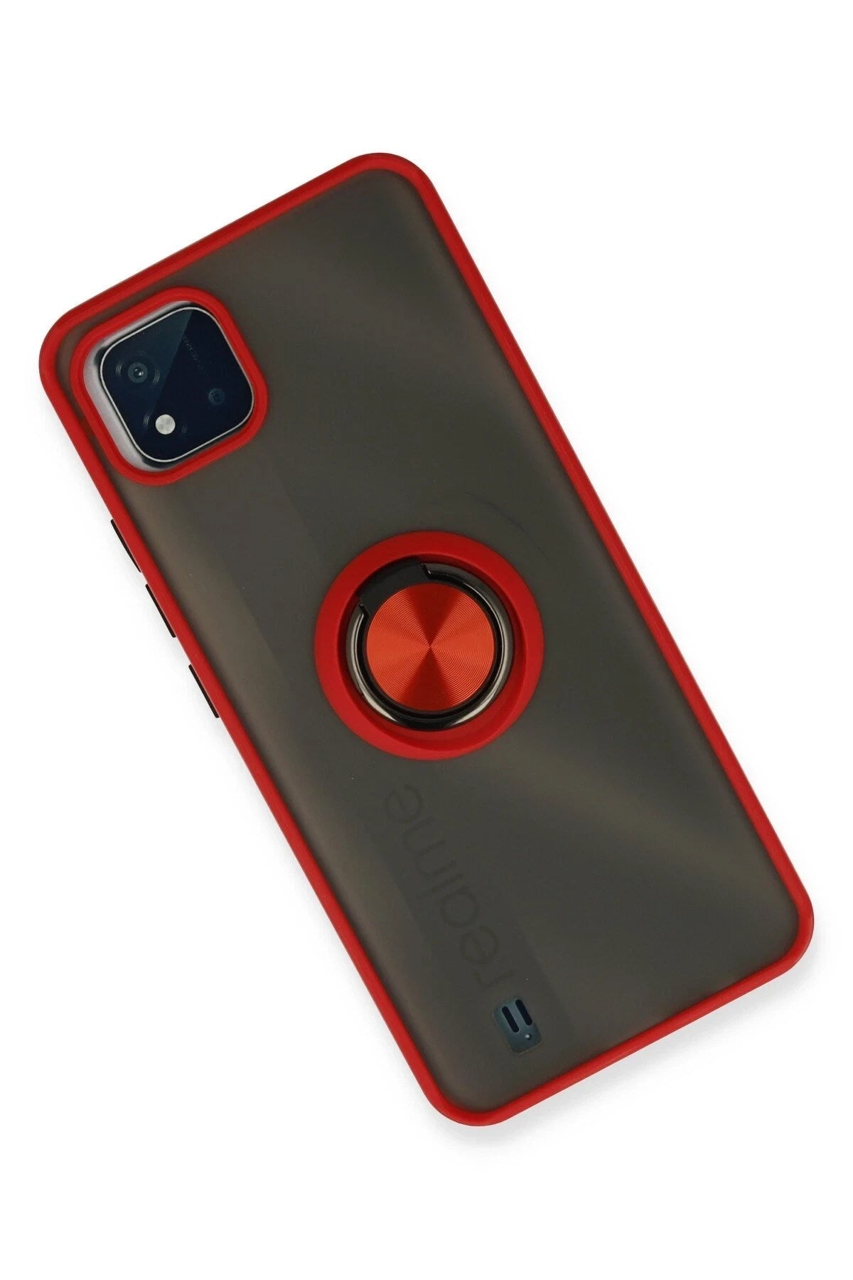 Mey İthalat® Realme C11 2021 Kılıf Montreal Yüzüklü Silikon Kapak - Kırmızı