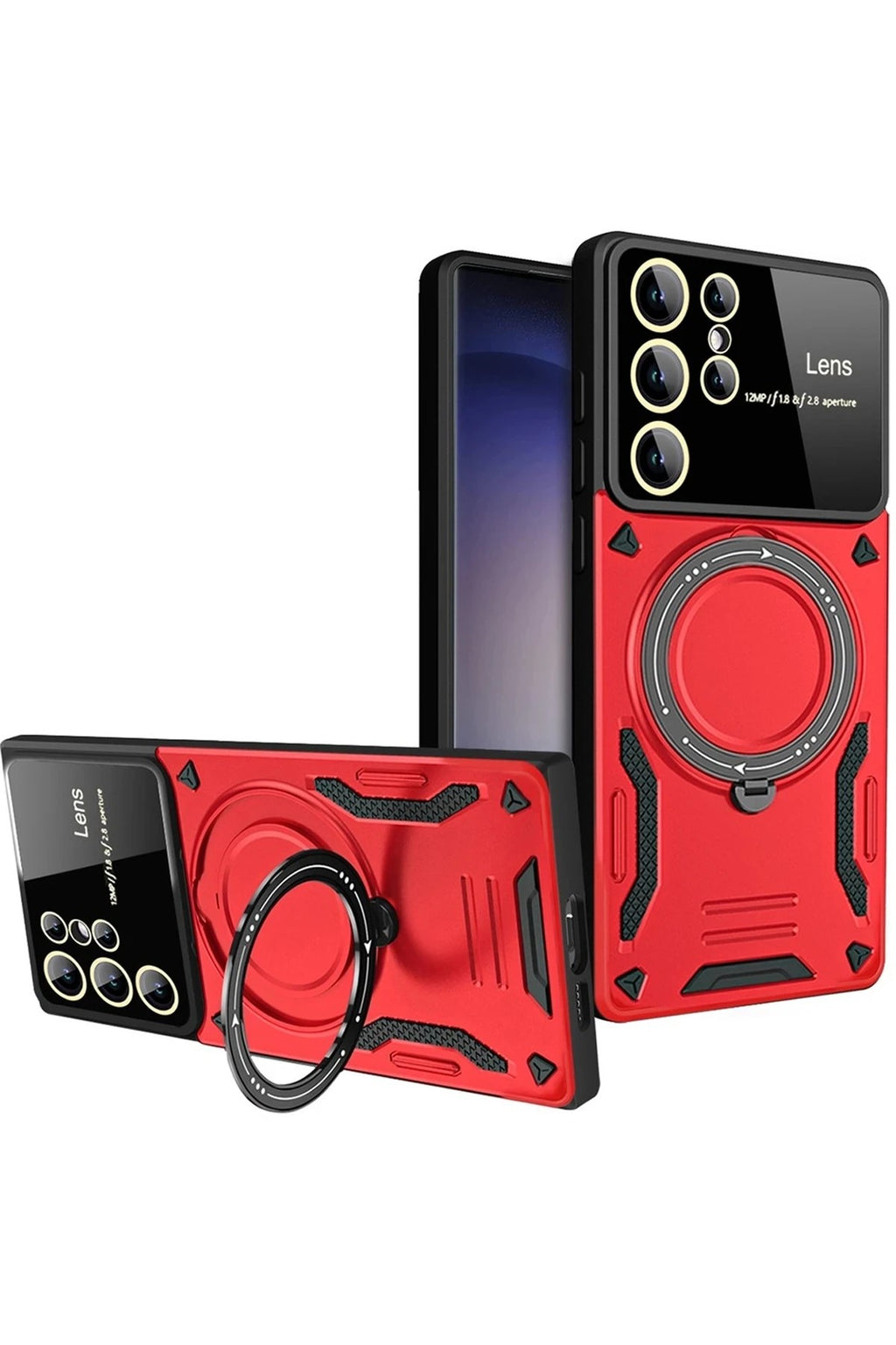 Mey İthalat® Samsung Galaxy S25 Ultra Kılıf Joy Lens Standlı Kapak - Kırmızı