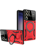 Mey İthalat® Samsung Galaxy S25 Ultra Kılıf Joy Lens Standlı Kapak - Kırmızı