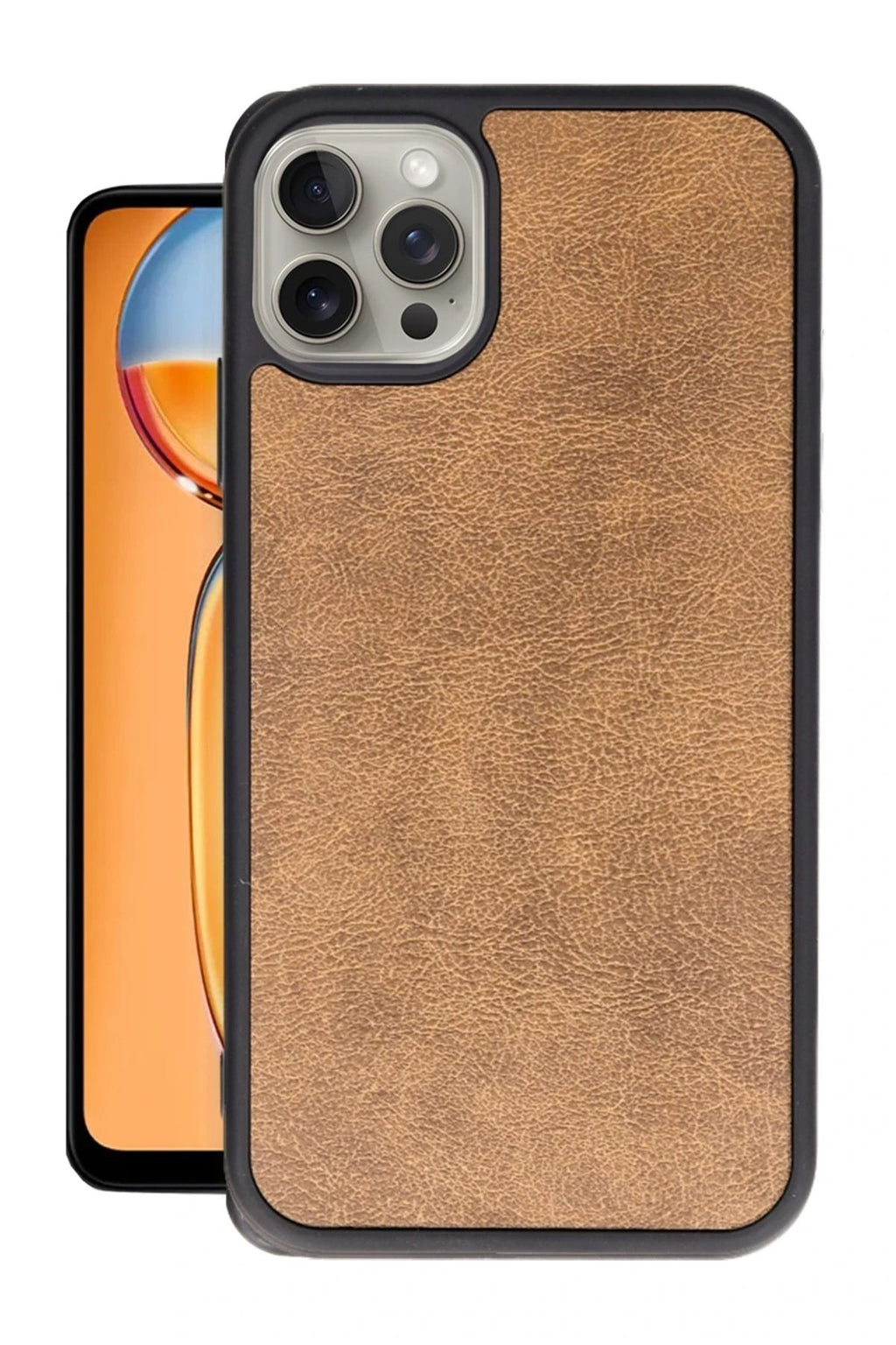 Mey İthalat® iPhone 15 Pro Kılıf Aras Deri Kapak - Taba
