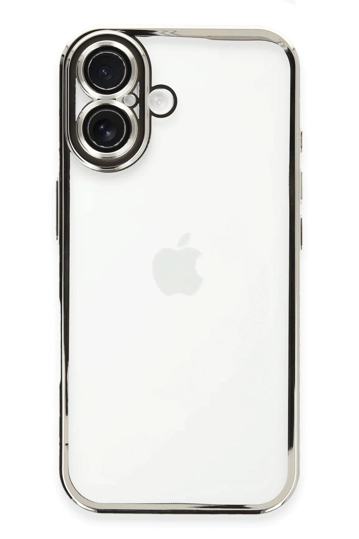 Mey İthalat® iPhone 16 Plus Kılıf Lensli Silikon - Gümüş