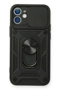 Mey İthalat® iPhone 11 Kılıf Pars Lens Yüzüklü Silikon - Siyah