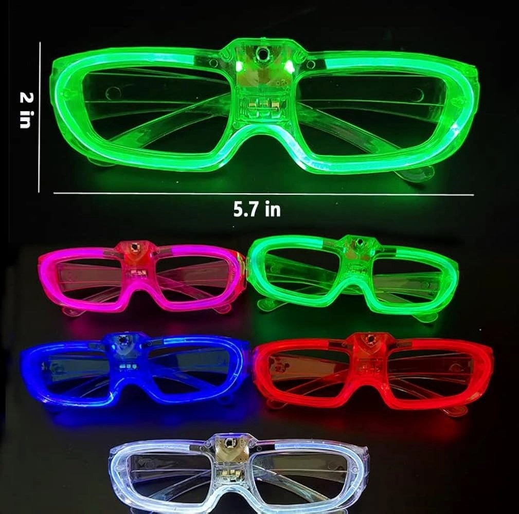 Mey İthalat® Mavi LED Işıklı Parti Gözlüğü 3 Modlu – Glow &amp; Gece Eğlence Gözlüğü