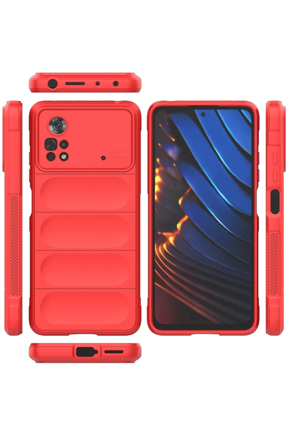 Mey İthalat® Poco X4 Pro 5G Kılıf Optimum Silikon - Kırmızı