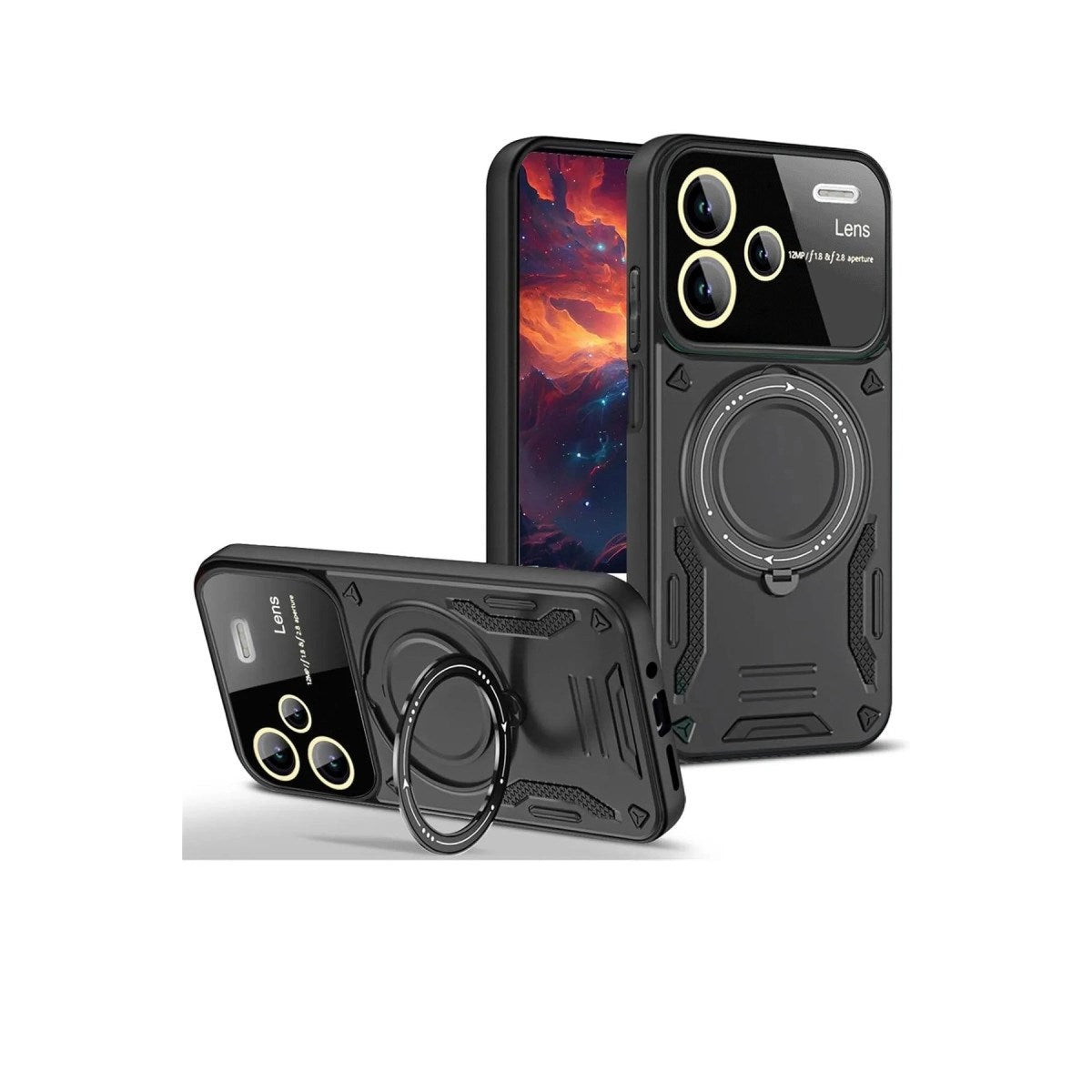 Mey İthalat® Redmi Note 13 Pro Plus Joy Lens Standlı Kapak - Siyah