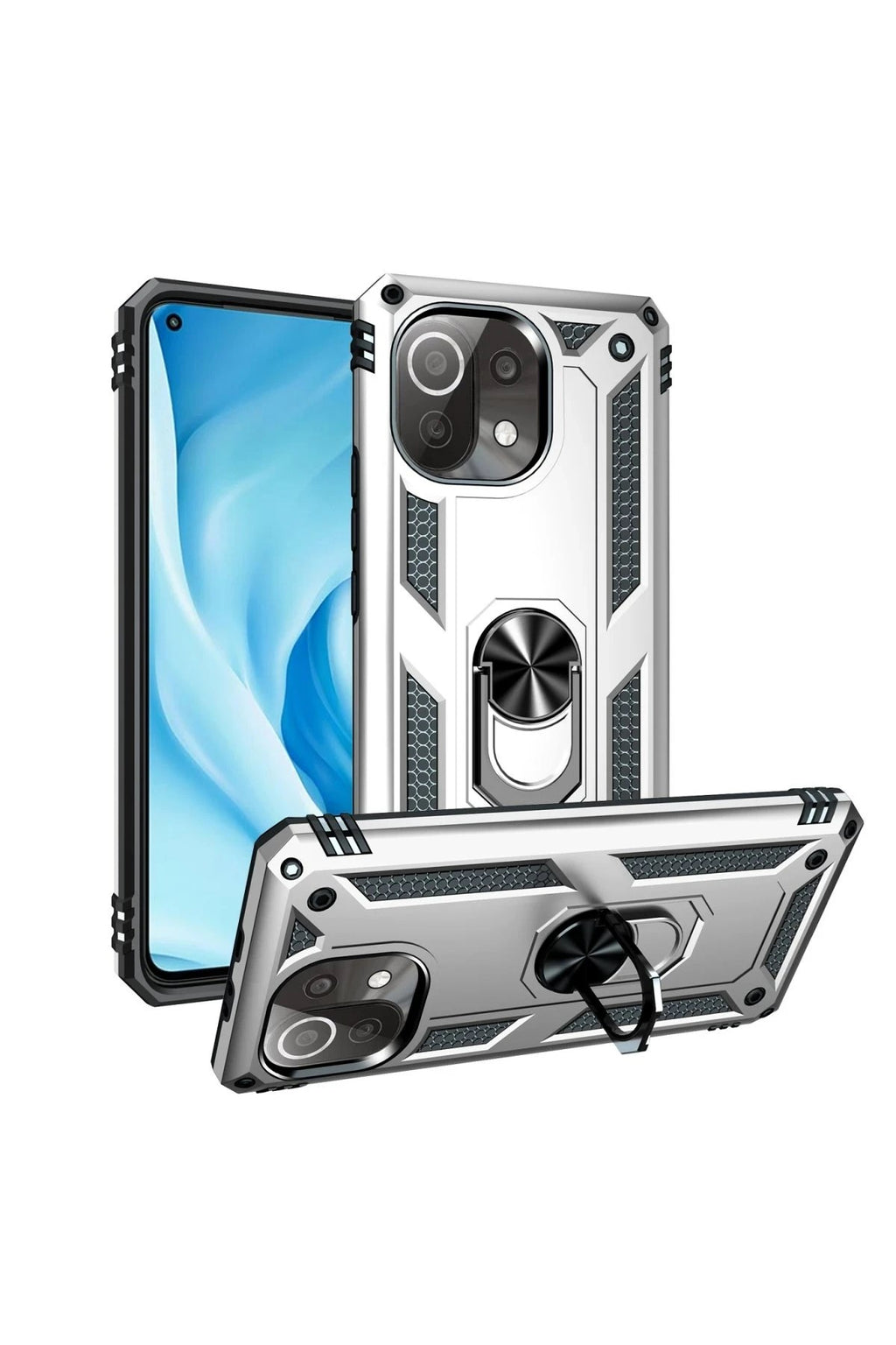 Mey İthalat® Mİ 11 Lite Kılıf Sofya Yüzüklü Silikon Kapak - Gümüş