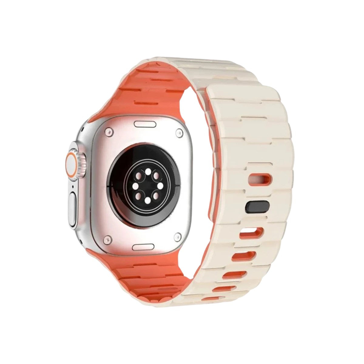 Mey İthalat® Watch Ultra 49mm Wowen Kordon - Beyaz-Turuncu