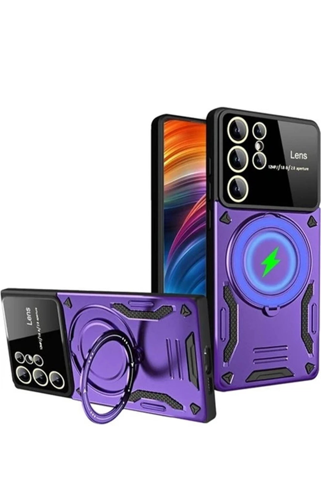 Mey İthalat® Samsung Galaxy S24 Ultra Kılıf Joy Lens Standlı Kapak - Mor