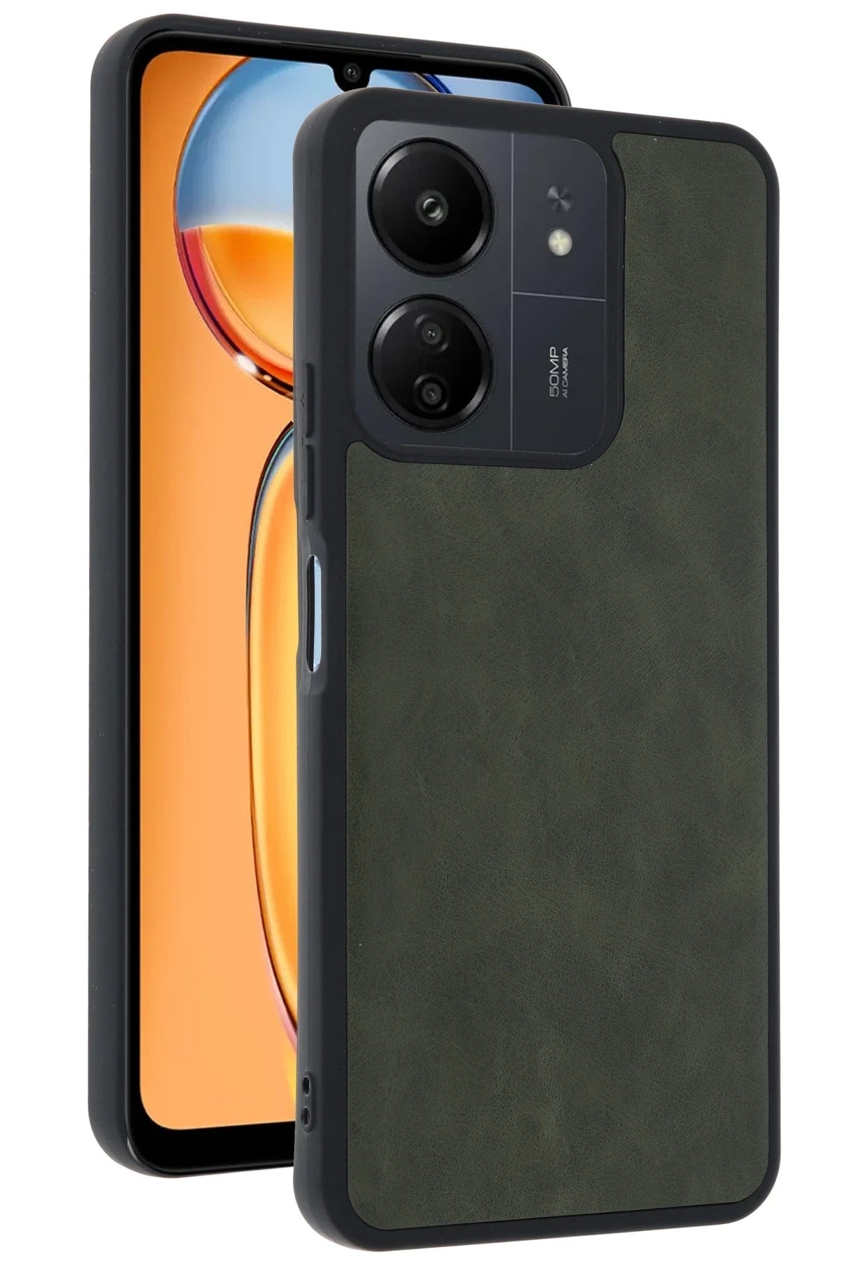 Mey İthalat® Redmi 13C Kılıf Aras Deri Kapak - Açık Yeşil