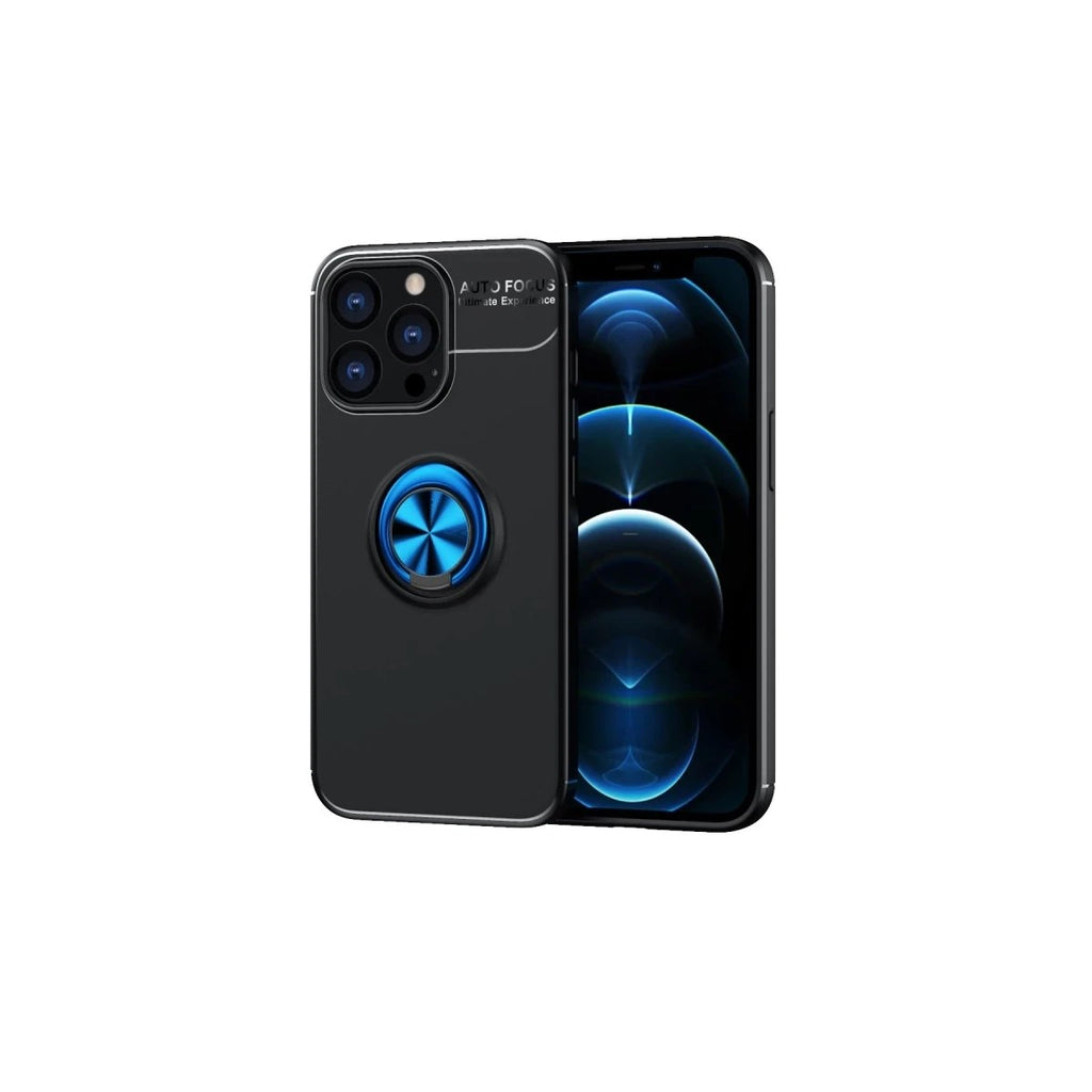 Mey İthalat® iPhone 13 Pro Kılıf Range Yüzüklü Silikon - Siyah-Mavi