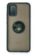 Mey İthalat® Samsung Galaxy A02S Kılıf Montreal Yüzüklü Silikon Kapak - Yeşil