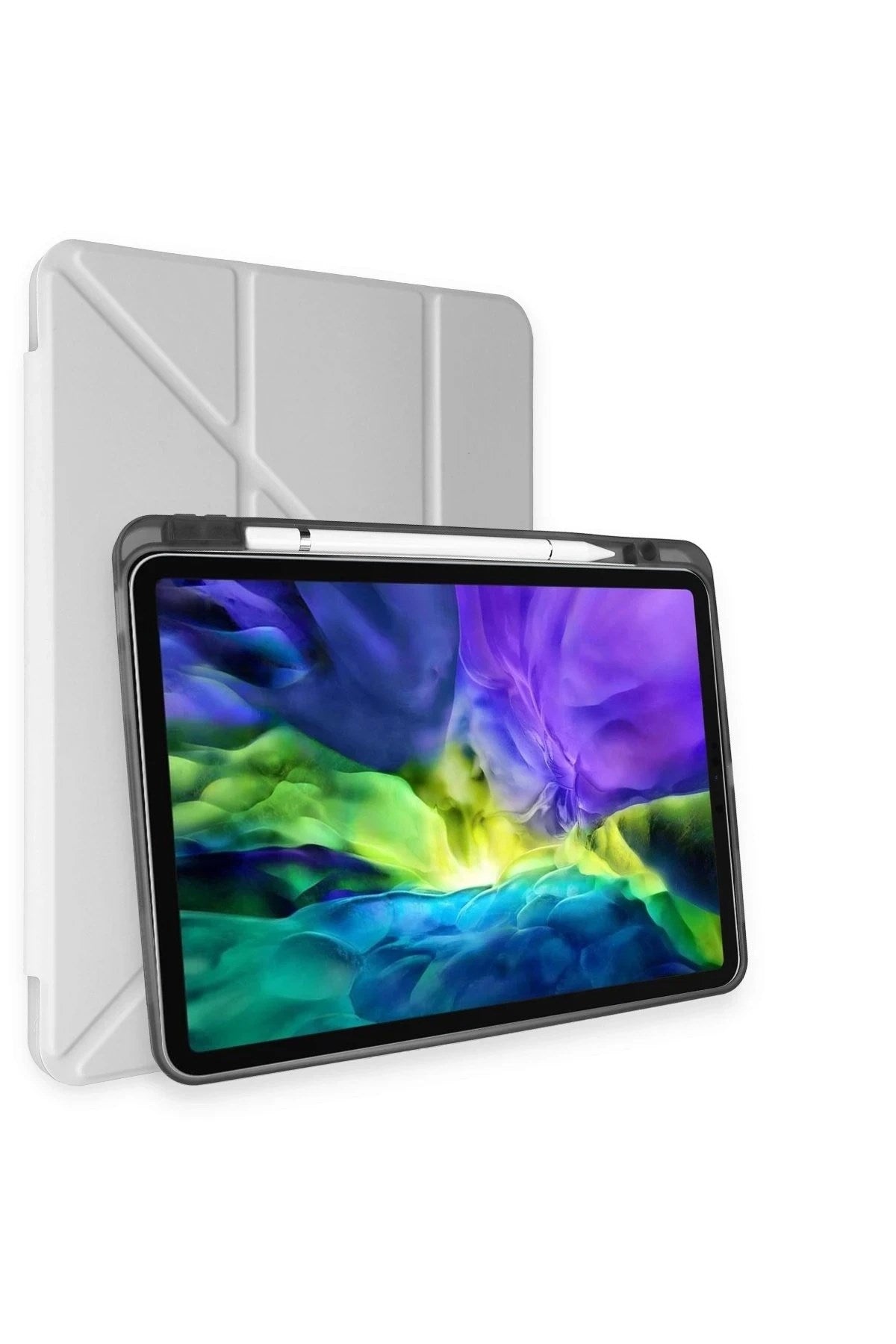 Mey İthalat® iPad Pro 11 (2018) Kılıf Kalemlikli Mars Tablet Kılıfı - Gri